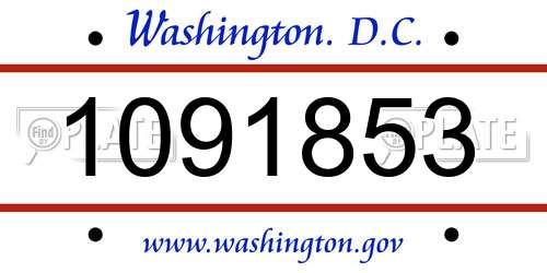 1091853 District Of Columbia License Plate