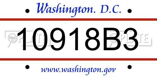 10918B3 District Of Columbia License Plate
