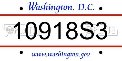 10918S3 District Of Columbia License Plate