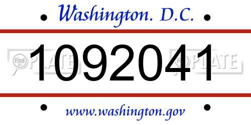 1092041 District Of Columbia License Plate