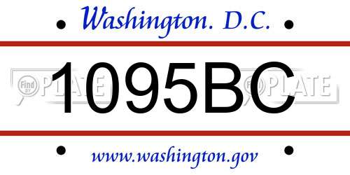 1095BC District Of Columbia License Plate