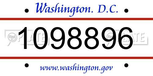 1098896 District Of Columbia License Plate