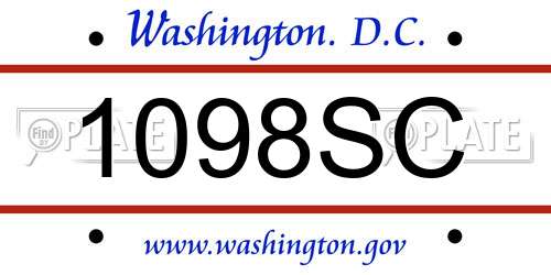 1098SC District Of Columbia License Plate