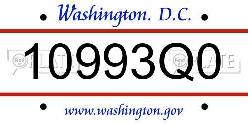 10993Q0 District Of Columbia License Plate