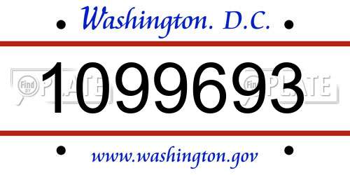 1099693 District Of Columbia License Plate