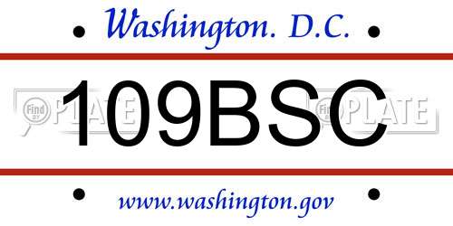 109BSC District Of Columbia License Plate