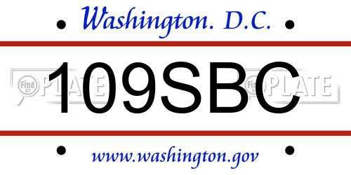 109SBC District Of Columbia License Plate
