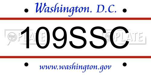 109SSC District Of Columbia License Plate