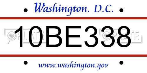 10BE338 District Of Columbia License Plate