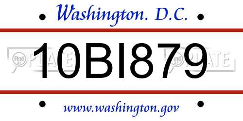 10BI879 District Of Columbia License Plate