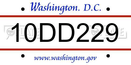 10DD229 District Of Columbia License Plate