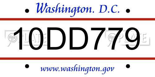 10DD779 District Of Columbia License Plate
