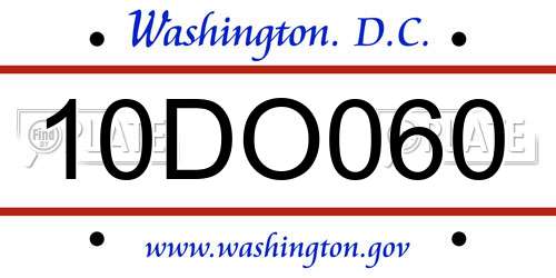 10DO060 District Of Columbia License Plate