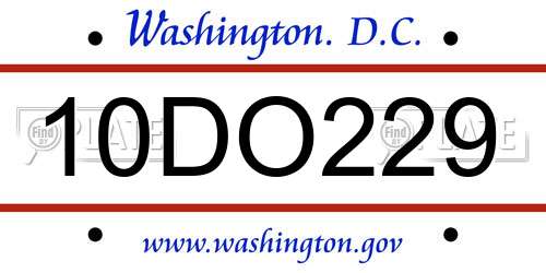 10DO229 District Of Columbia License Plate