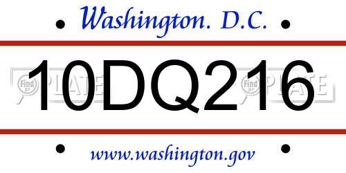 10DQ216 District Of Columbia License Plate
