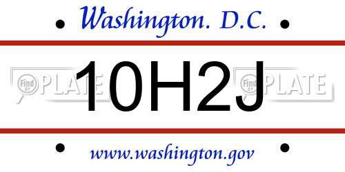 10H2J District Of Columbia License Plate