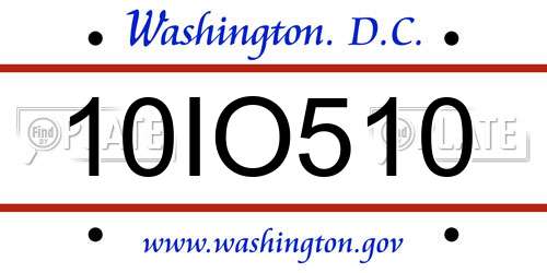 10IO510 District Of Columbia License Plate