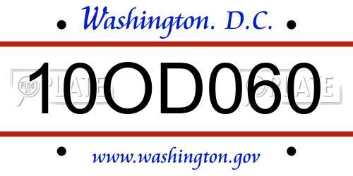 10OD060 District Of Columbia License Plate