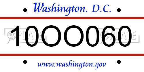 10OO060 District Of Columbia License Plate