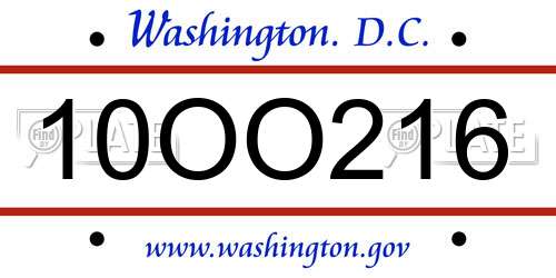 10OO216 District Of Columbia License Plate