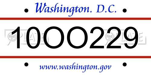 10OO229 District Of Columbia License Plate