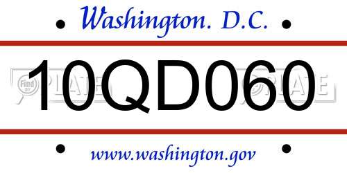 10QD060 District Of Columbia License Plate
