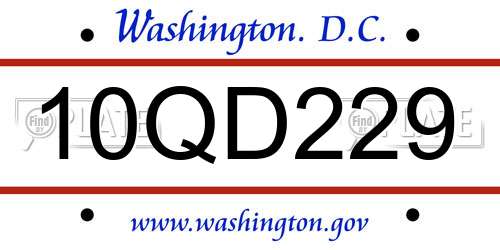 10QD229 District Of Columbia License Plate