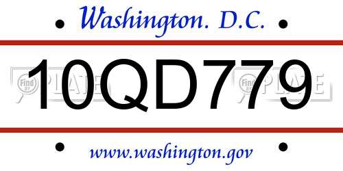 10QD779 District Of Columbia License Plate