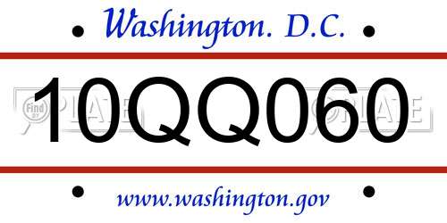 10QQ060 District Of Columbia License Plate