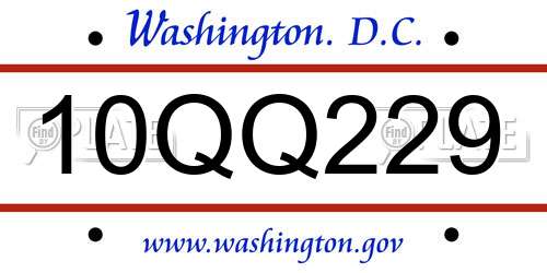 10QQ229 District Of Columbia License Plate