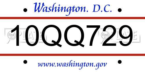 10QQ729 District Of Columbia License Plate