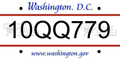 10QQ779 District Of Columbia License Plate