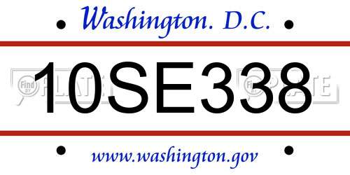 10SE338 District Of Columbia License Plate