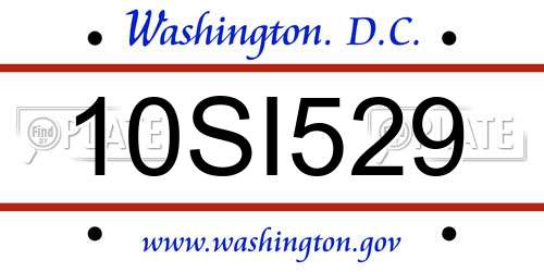 10SI529 District Of Columbia License Plate