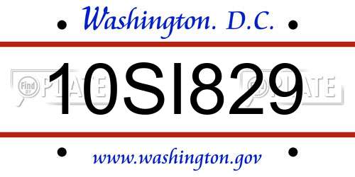 10SI829 District Of Columbia License Plate