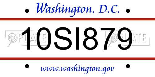10SI879 District Of Columbia License Plate
