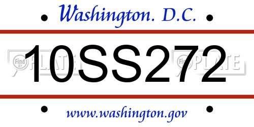 10SS272 District Of Columbia License Plate