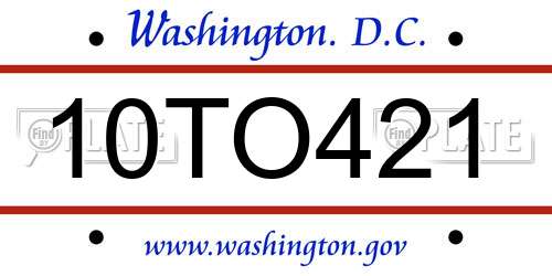 10TO421 District Of Columbia License Plate