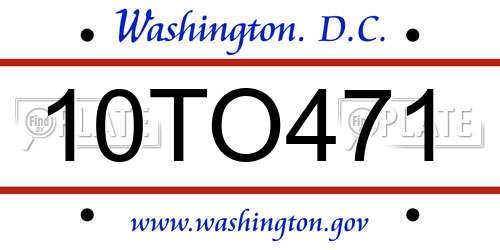 10TO471 District Of Columbia License Plate