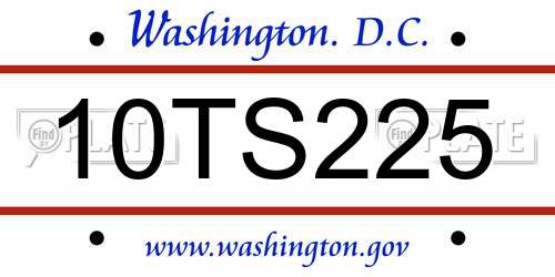 10TS225 District Of Columbia License Plate