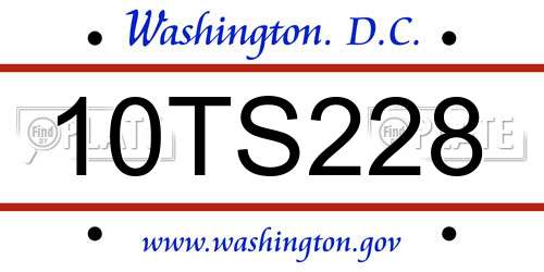 10TS228 District Of Columbia License Plate