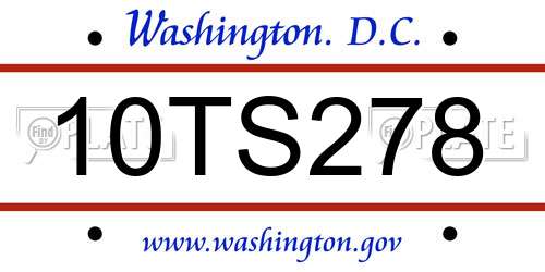 10TS278 District Of Columbia License Plate