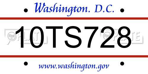 10TS728 District Of Columbia License Plate