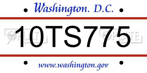 10TS775 District Of Columbia License Plate