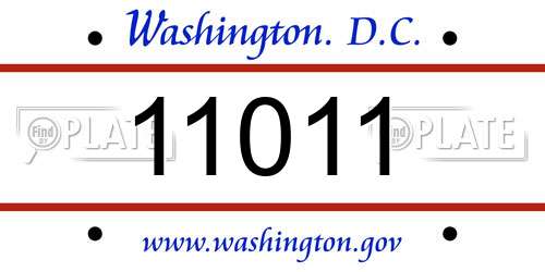 11011 District Of Columbia License Plate