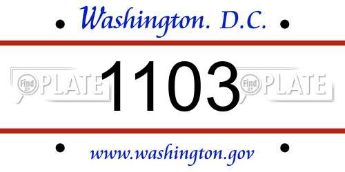 1103 District Of Columbia License Plate
