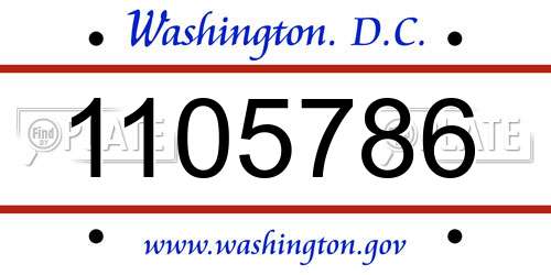 1105786 District Of Columbia License Plate