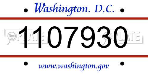 1107930 District Of Columbia License Plate