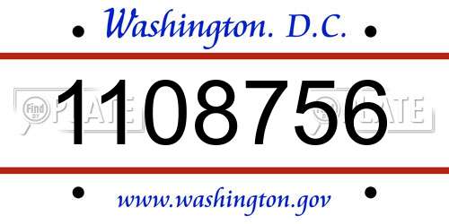 1108756 District Of Columbia License Plate