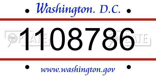 1108786 District Of Columbia License Plate